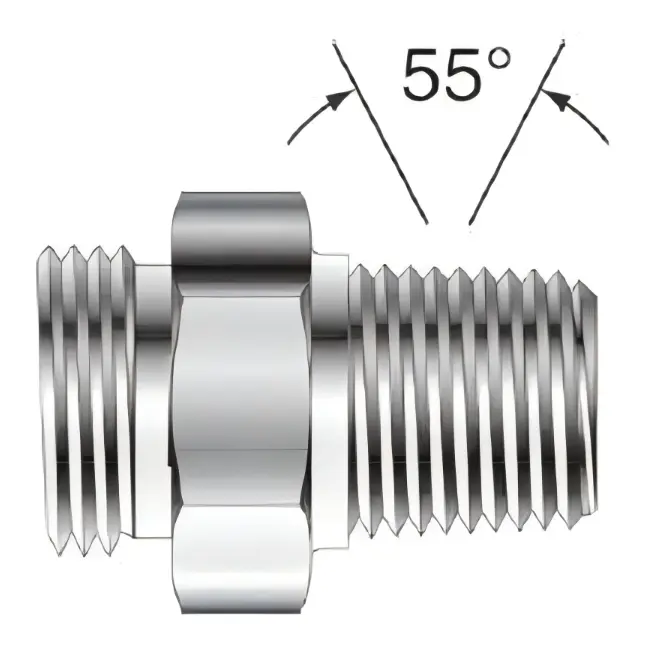BSPT Thread diameter increases gradually from the end inwards and is clearly visible.