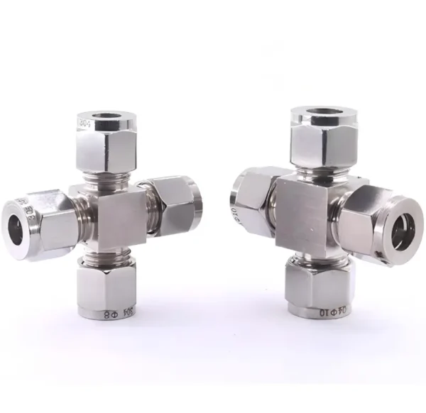 304.316L Swagelok Equivalent Stainless Steel Tube Fittings Equivalent Four-Way Fittings Stainless Steel Double Tube Four-Way Fittings